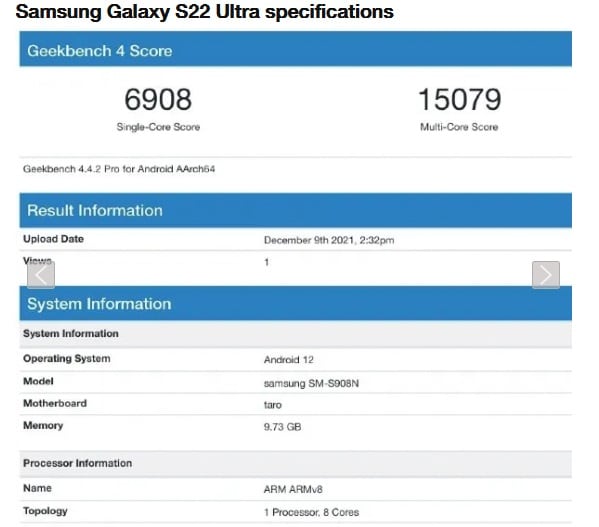 blog_Samsung Galaxy S22 Ultra specifications revealed via Geekbench