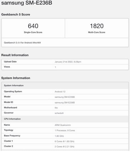 Blog_ همدانSamsung Galaxy F23 5G specifications revealed_benchmark